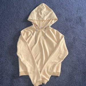 Superdown beige/cream lightweight hoodie with chain drawstring size XS